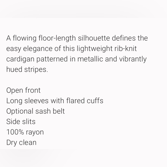 L’AGENCE METALLIC STRIPPED DUSTER CARDIGAN     NWOT - Picture 10 of 10